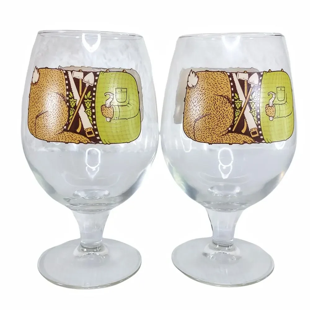 New Belgium Brewing Tulip Beer Glasses Snifter Pair 2014 Garden Rabbit - Picture 4 of 7